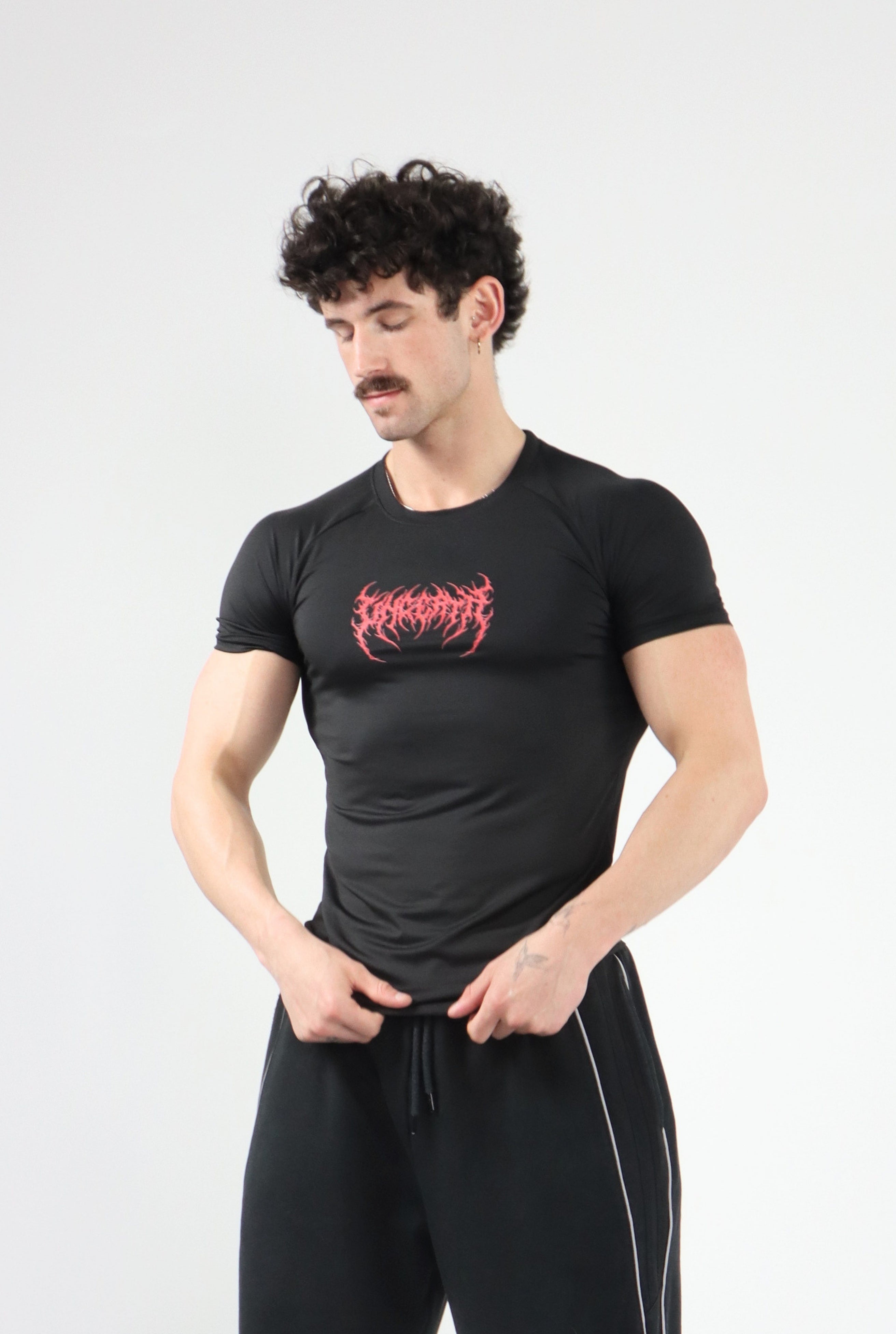 UC036 Celestial Compression Tee - Black/Red