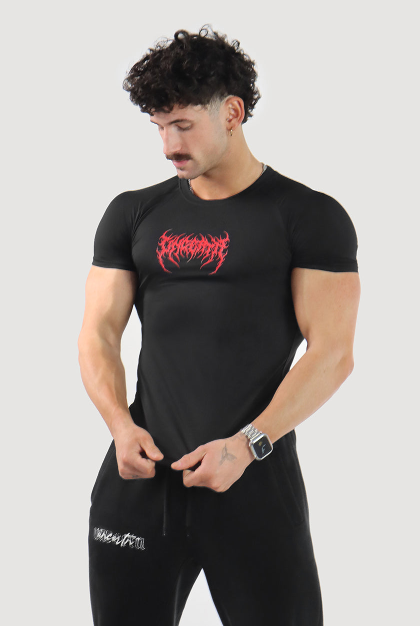 UC036 Celestial Compression Tee - Black/Red