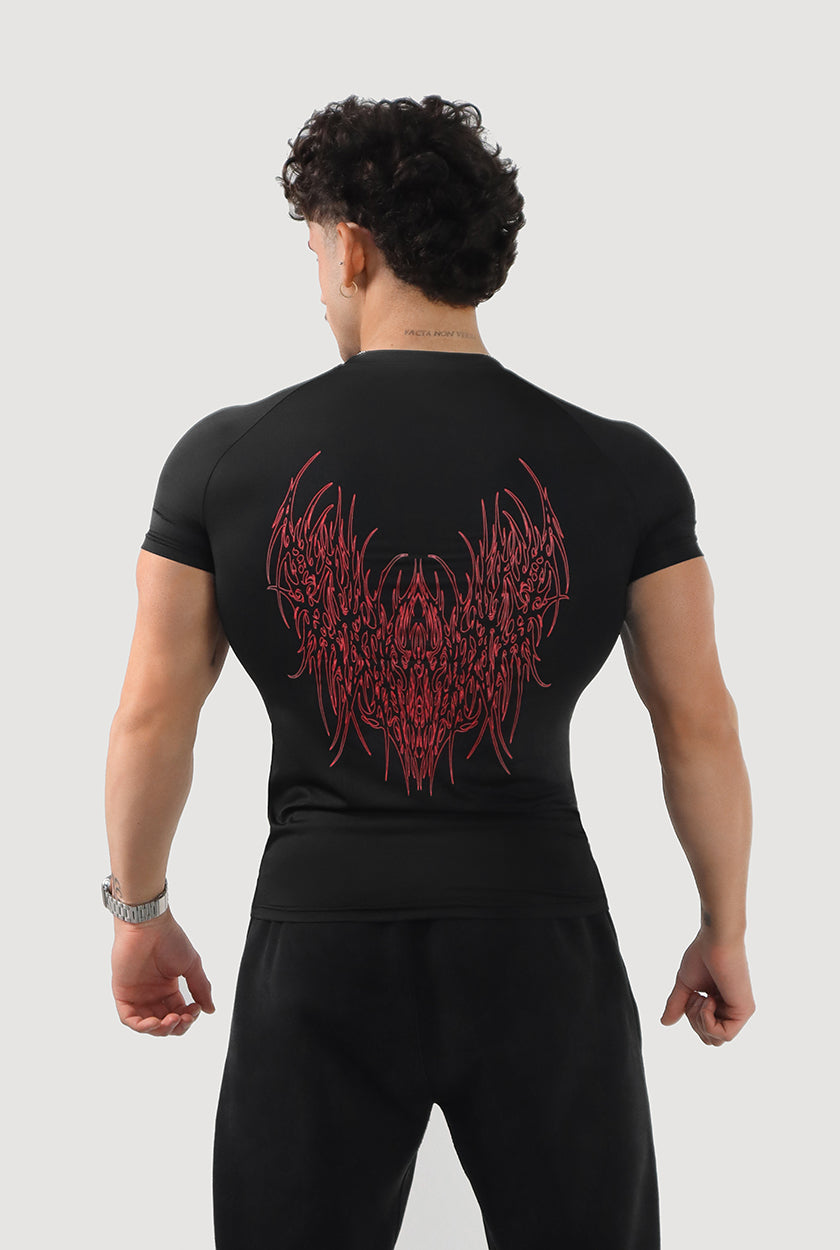 UC045 Venom Compression Tee - Black/Red