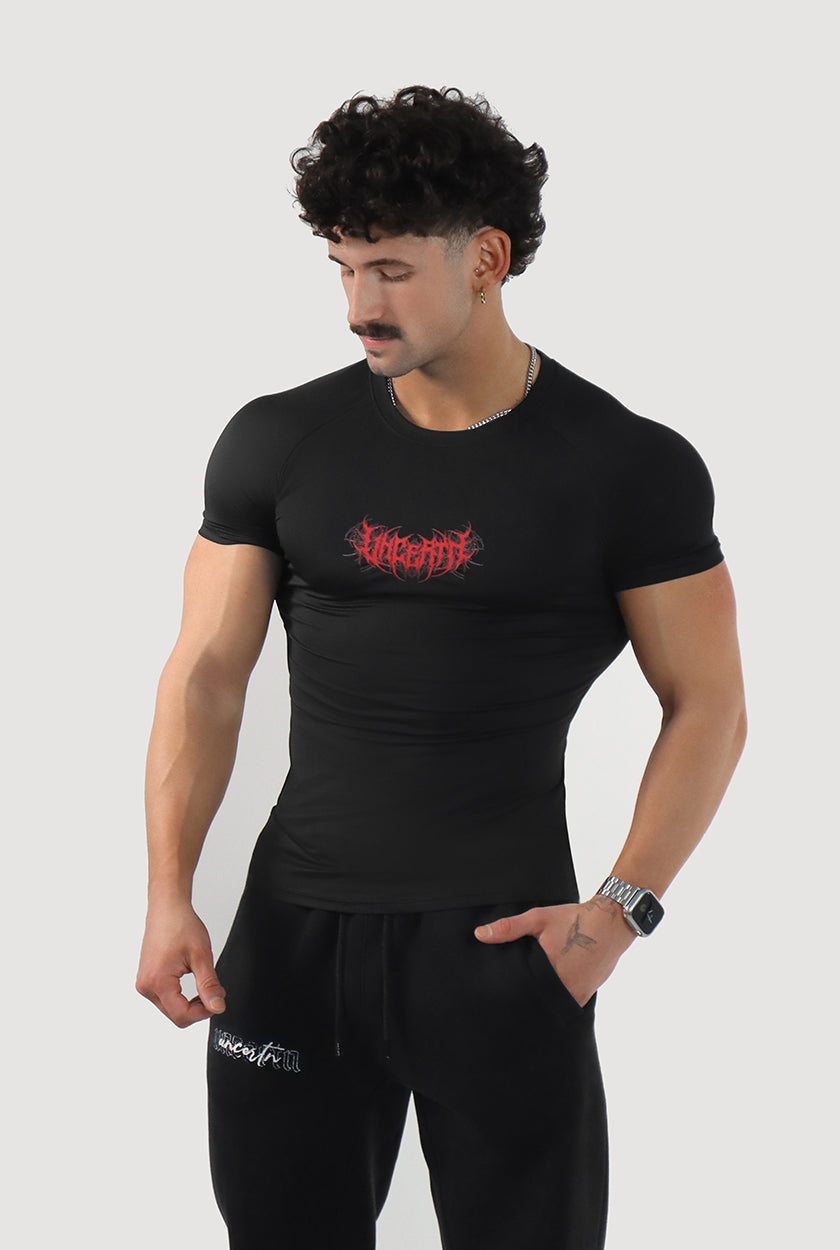 UC045 Venom Compression Tee - Black/Red