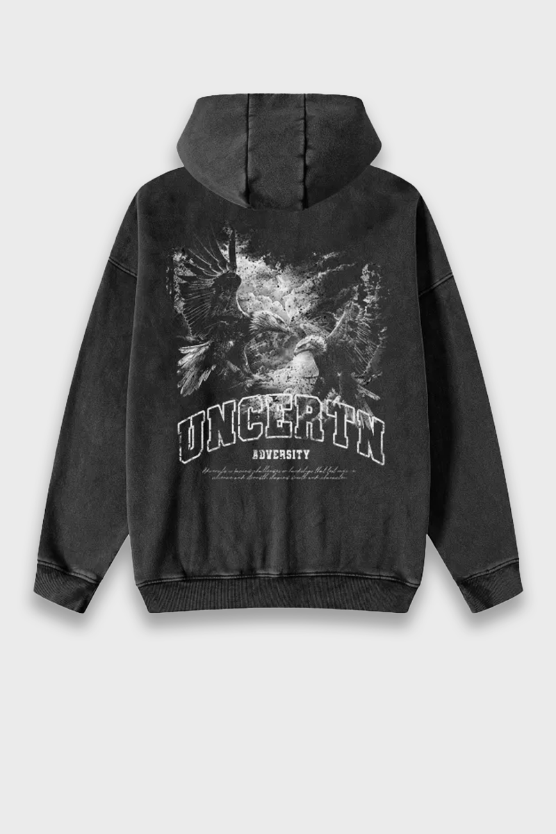 PHANTOM×UNDER R BlackCollectionZIPHOODIE UC010 Phantom Oversized Zip Up - Black Wash | Uncertn